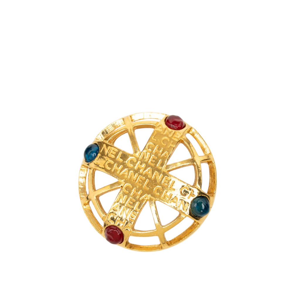 Pre-Loved Chanel CC Gold Plated Gripoix Brooch